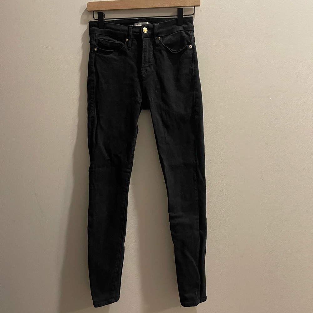 Good American Black High Waisted Skinny Jean Sz 2